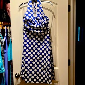 Brand new Donna Ricco royal blue with polka dots halter dress